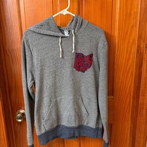 Alternative Gray Crewneck Hoodie with Red Cleveland Patch